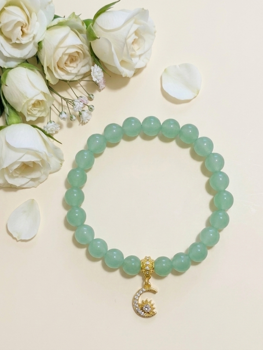 Jade Bracelet With Cubic Zirconia Charm